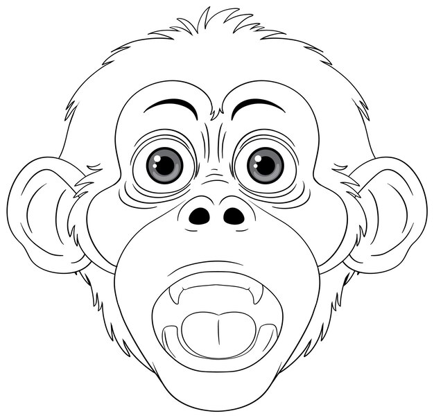 Esquema de personaje de dibujos animados de chimpancé para colorear