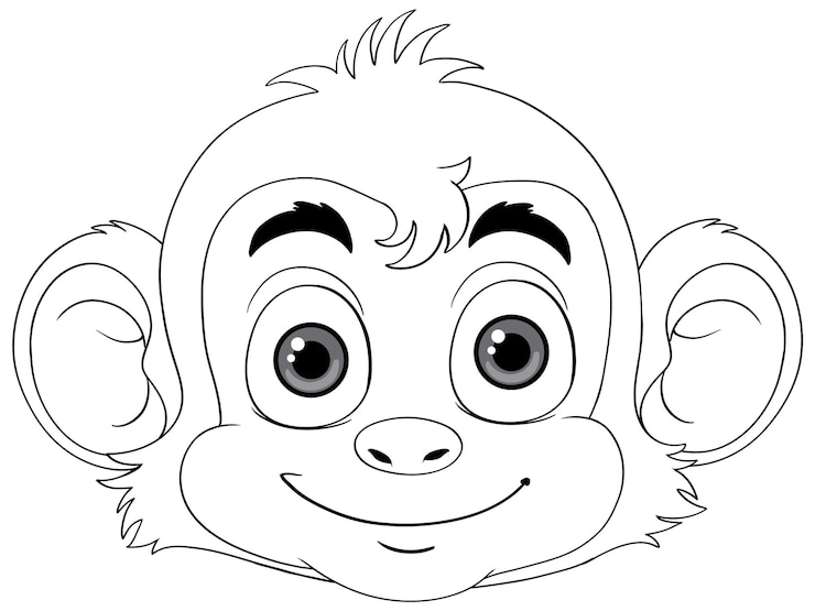 Vector gratuito esquema de personaje de dibujos animados de mono para colorear