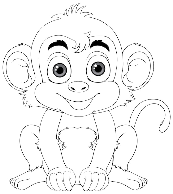 Vector gratuito esquema de personaje de dibujos animados de mono para colorear