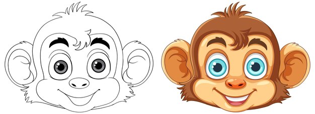 Esquema de personaje de dibujos animados de mono para colorear