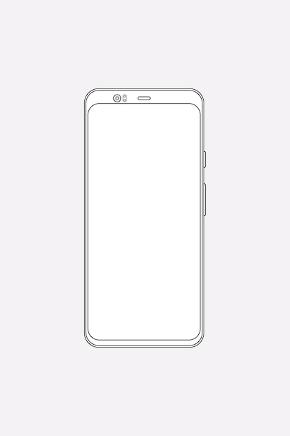 Esquema de teléfono inteligente blanco, ilustración de vector de dispositivo digital