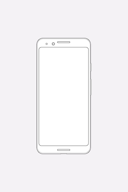 Esquema de teléfono móvil blanco, ilustración de vector de dispositivo digital