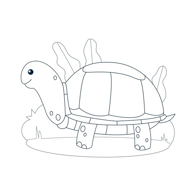 Esquema de tortuga de diseño plano dibujado a mano