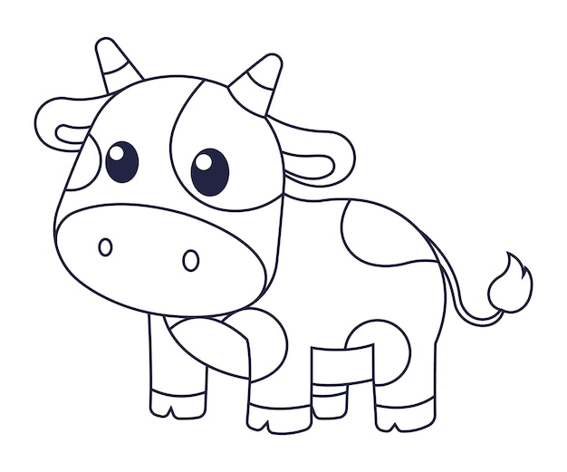 Esquema de vaca de diseño plano dibujado a mano