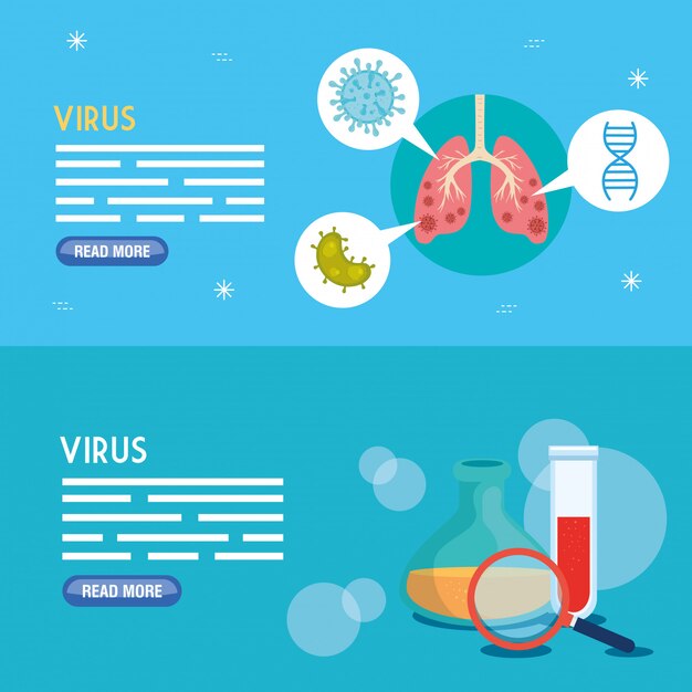 Establecer banner de coronavirus 2019 ncov e iconos