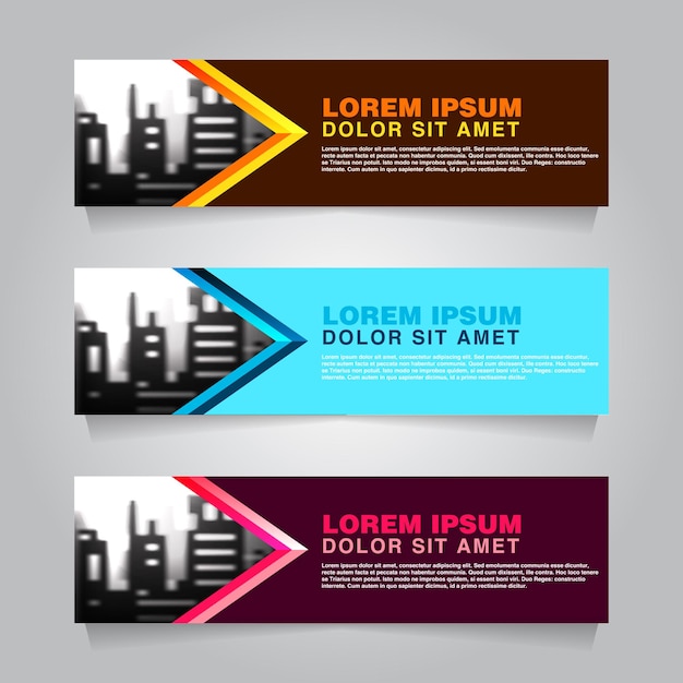 Establecer banner web horizontal Folleto de la ciudad de construcción Ilustración vectorial