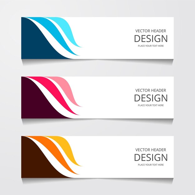 Establecer banner web horizontal con tres colores diferentes Identidad corporativa Impresión publicitaria Ilustración vectorial