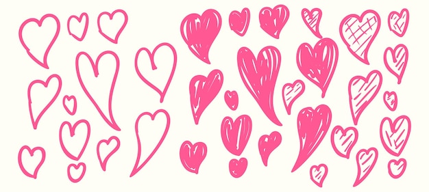 Establecer colección de amor corazón romance doodle arte vector ilustración