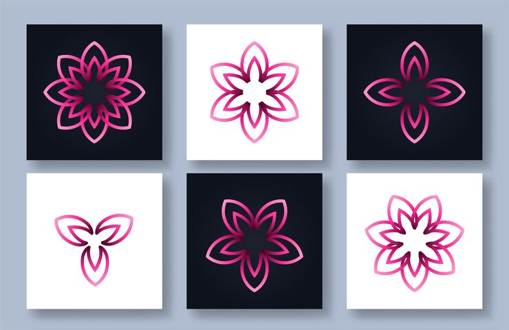 Vector gratuito establecer colección de diseño de logotipo de flor de loto de spa de belleza