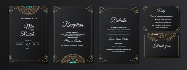 Establecer colección elegante guardar la fecha tarjeta de invitación de boda