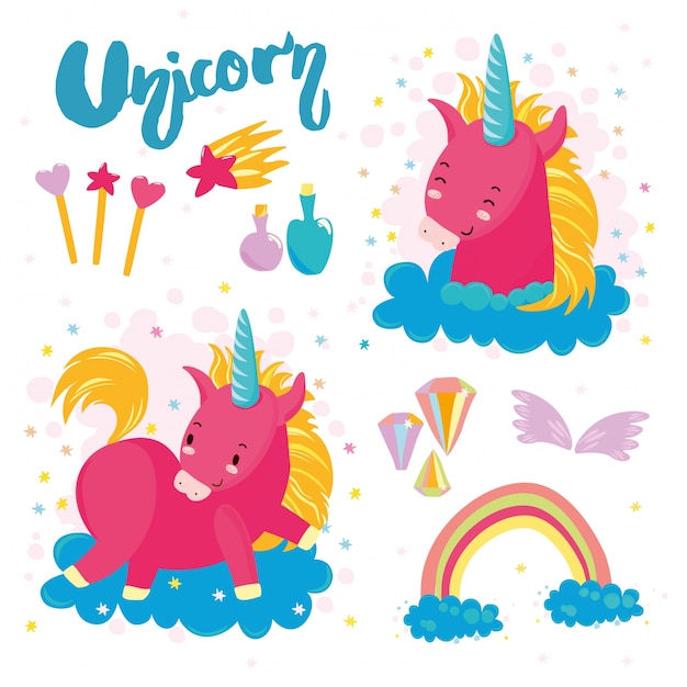 establecer lindo unicornio