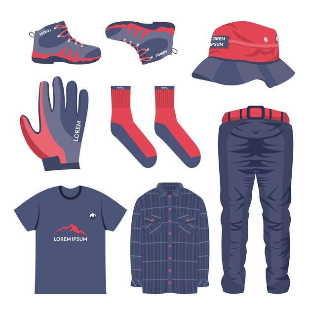 Establecer vector de ropa de hombre
