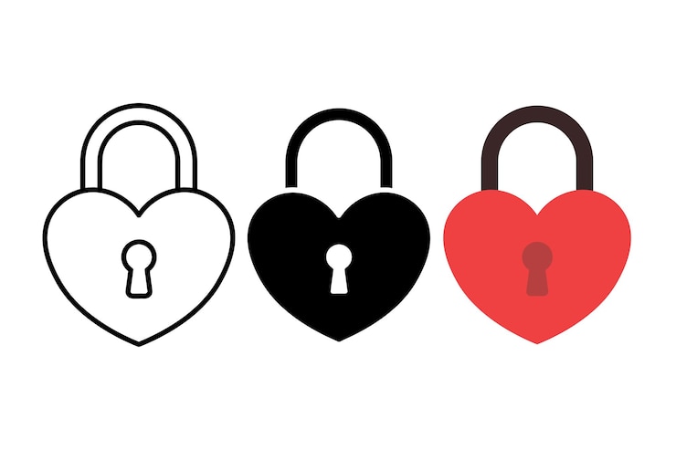 Vector gratuito establecimiento de múltiples estilos de bloqueo de corazón