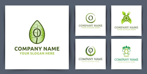 Establezca el logotipo inicial de la letra o del monograma de la colección con la ilustración vectorial del diseño del logotipo de la semilla del cuenco de la hoja