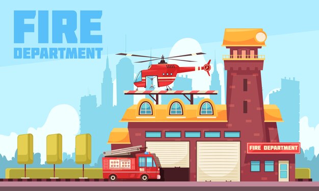 Estación de bomberos fondo plano
