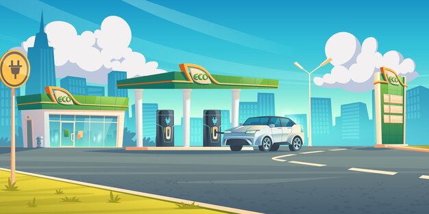 Estación de recarga de coches eléctricos servicio de repostaje de ev