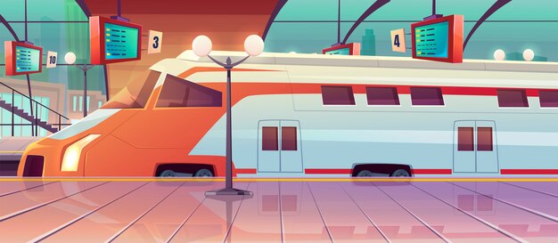 Estación de tren con tren de alta velocidad y plataforma