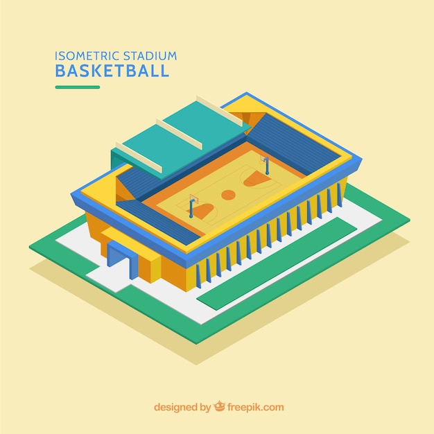 Estadio de baloncesto en estilo isométrico