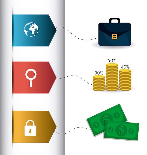 Vector gratuito estadísticas de crecimiento del negocio y ahorro de dinero.