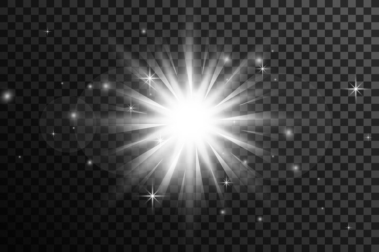 Vector gratuito estallido de luz estelar brillante transparente con efecto de brillo