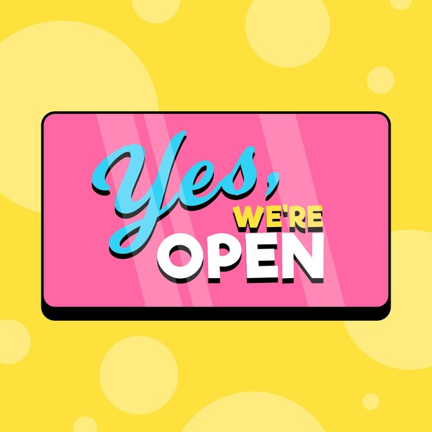 Estamos abiertos en cartel rosa