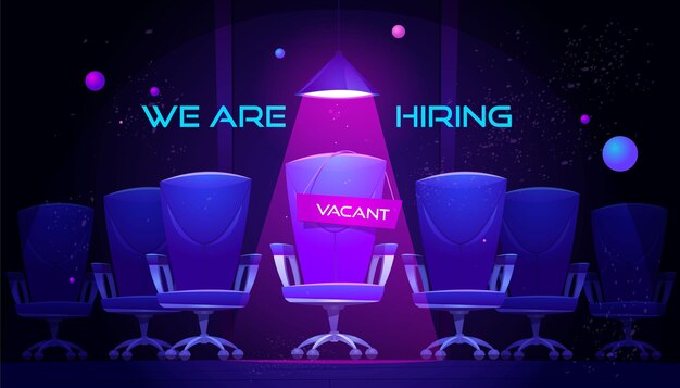 Estamos contratando banner con silla vacante bajo el foco.