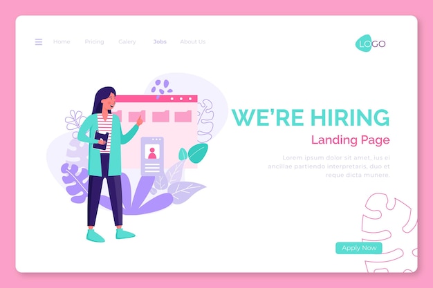 Vector gratuito estamos contratando landing page