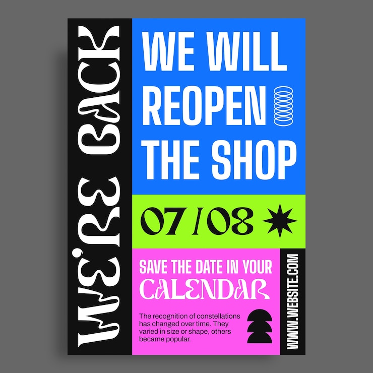 Vector gratuito estamos de vuelta con el diseño de plantillas de carteles