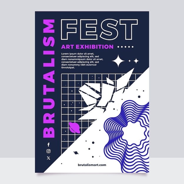 Estampa de cartel de diseño plano y brutalismo.