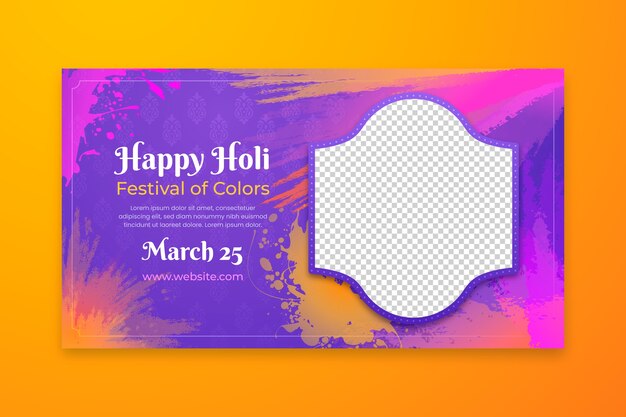 Vector gratuito estampa de estandarte horizontal de holi con gradiente.