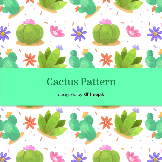 Vector gratuito estampado de cactus en acuarela