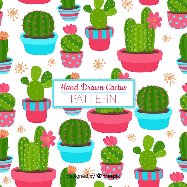 Estampado de cactus dibujado a mano