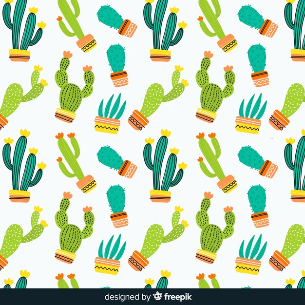 Estampado de cactus dibujado a mano