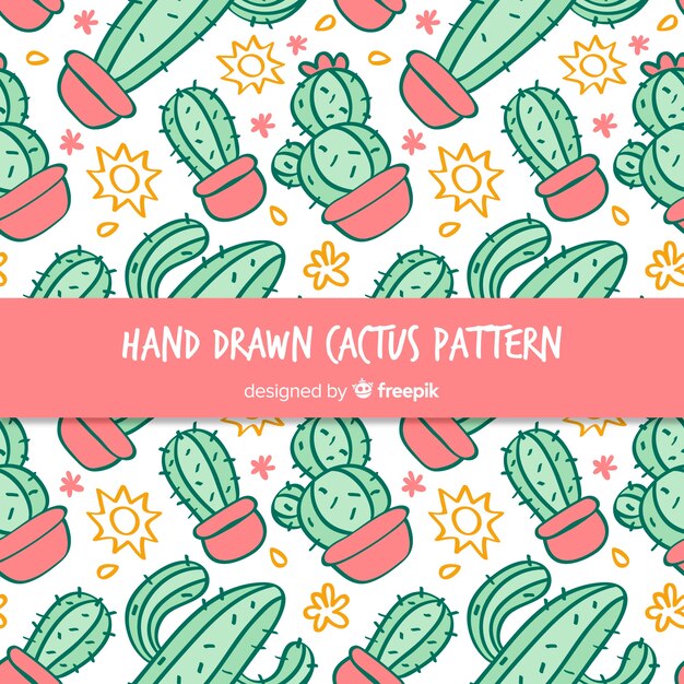 Estampado de cactus dibujado a mano