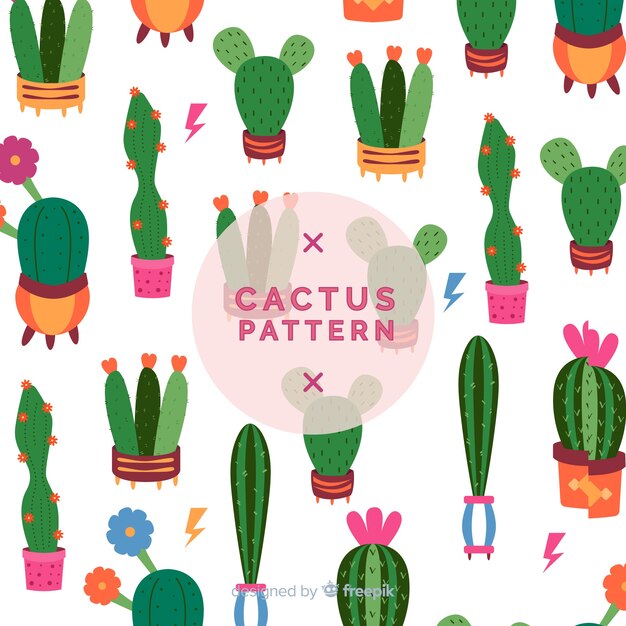 Estampado de cactus en diseño plano