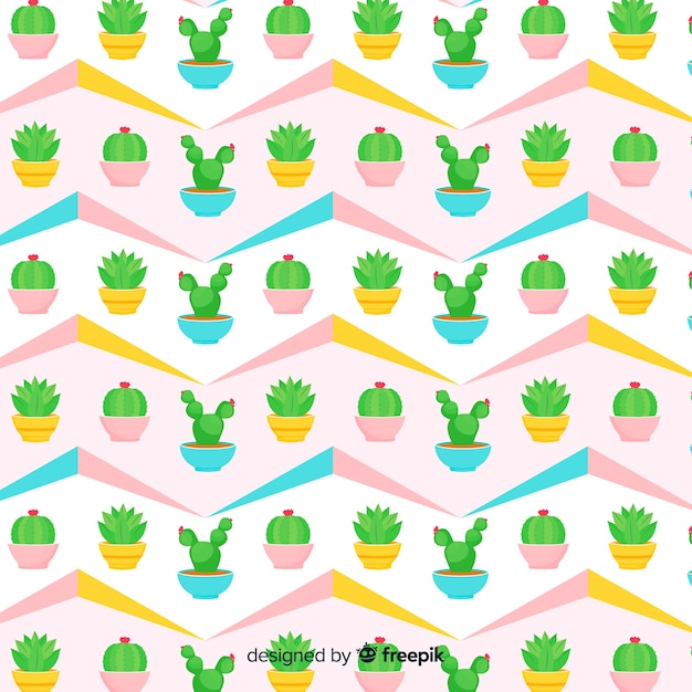 Vector gratuito estampado de cactus en diseño plano