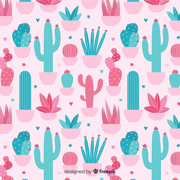 Estampado de cactus en diseño plano