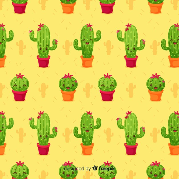 Estampado de cactus en diseño plano