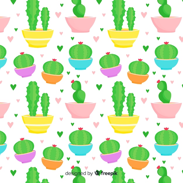 Vector gratuito estampado de cactus en diseño plano