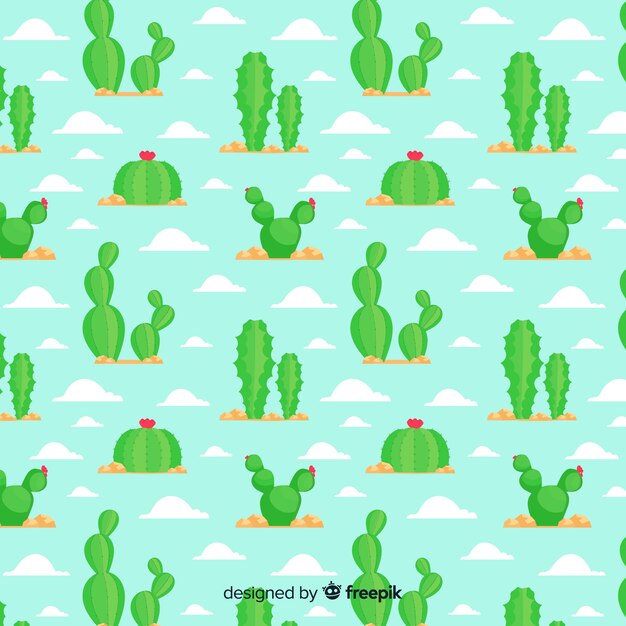 Estampado de cactus en diseño plano