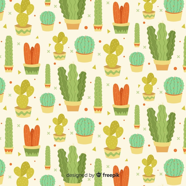 Vector gratuito estampado de cactus en diseño plano