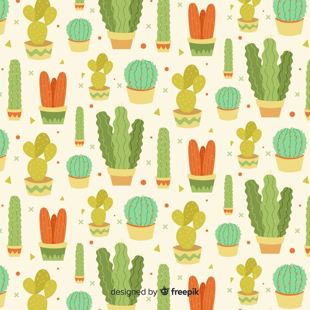 Estampado de cactus en diseño plano