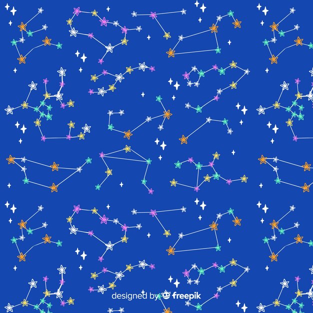 Estampado colorido de horóscopo dibujado a mano