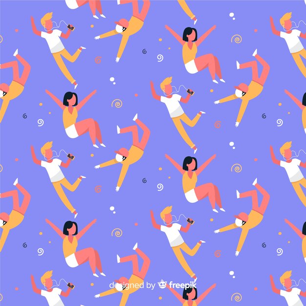 Estampado colorido de personas jóvenes en diseño plano