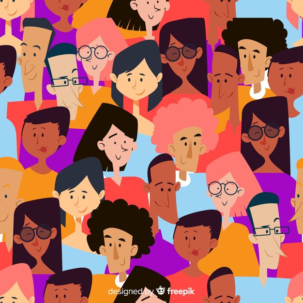 Estampado colorido de personas jóvenes 