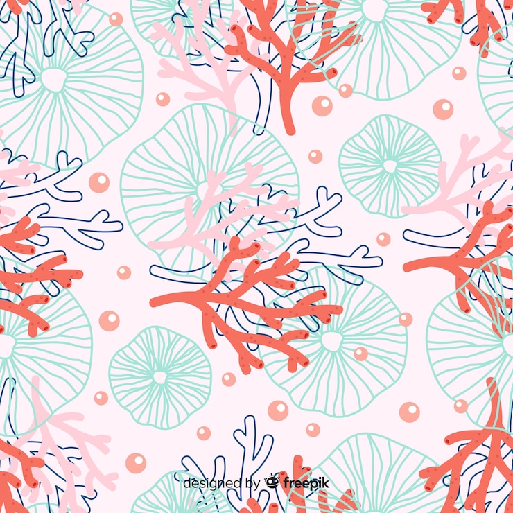 Vector gratuito estampado de corales en diseño plano