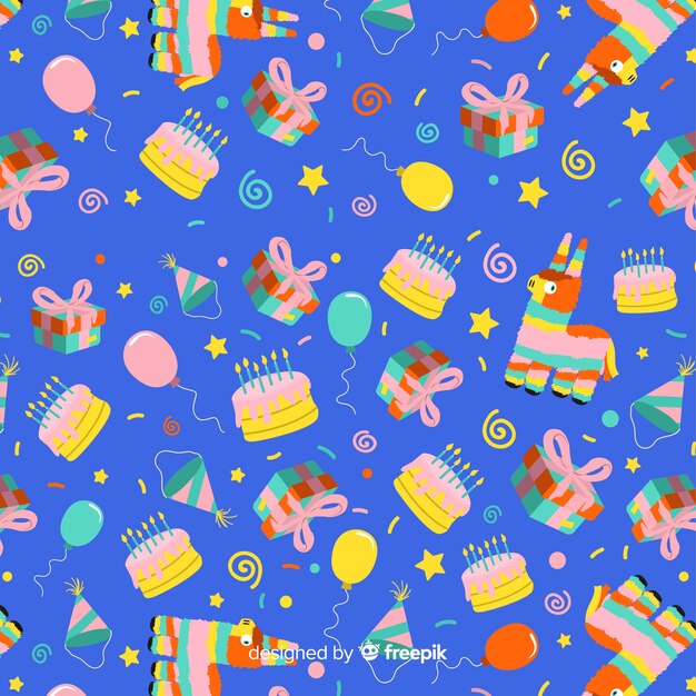 Estampado de cumpleaños en diseño plano