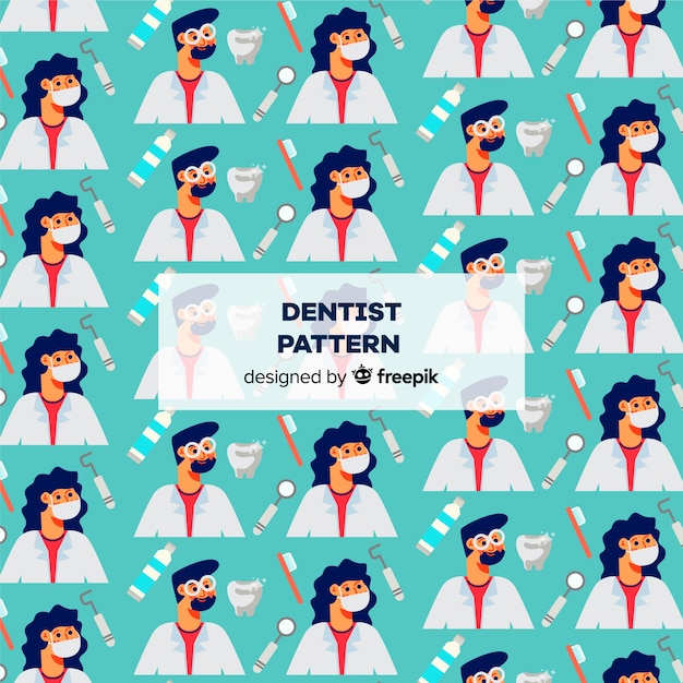 Estampado de dentista en diseño plano