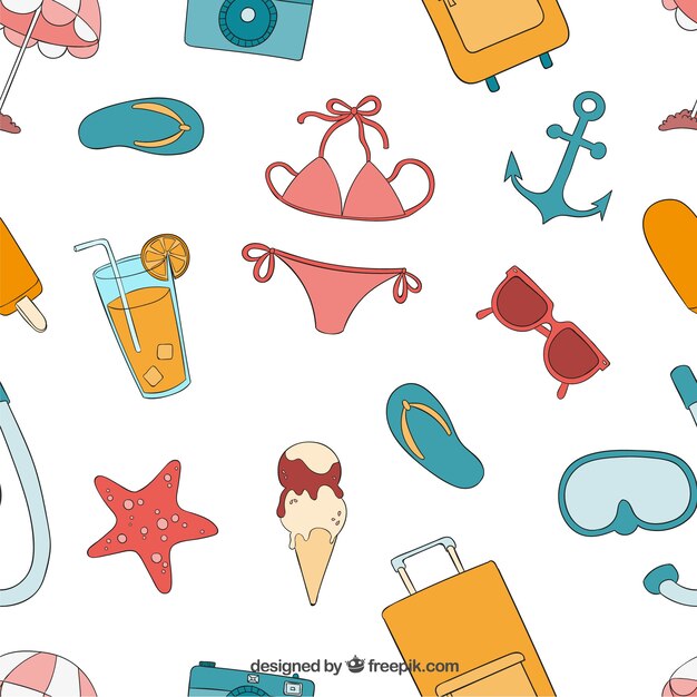 Estampado dibujado a mano de verano