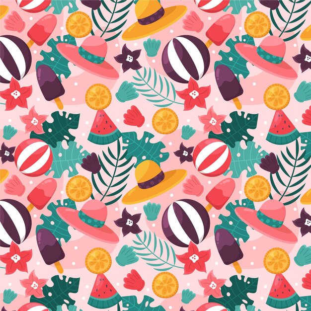 Estampado dibujado a mano de verano